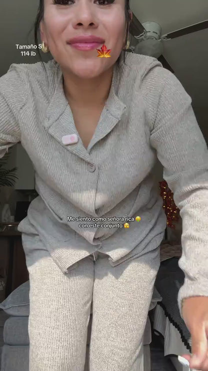 Curvvvy™ Casual 2-Piece Knitted Sweater & Wide-Leg Pants Set